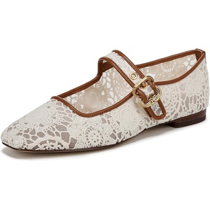 Sam Edelman Womens MichaelaMary Jane Flat(Natural Floral Crochet)